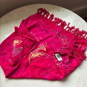 Vibrant Pink Scarf sarong‎ with Fringe